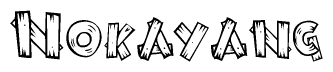The clipart image shows the name Nokayang stylized to look as if it has been constructed out of wooden planks or logs. Each letter is designed to resemble pieces of wood.