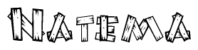 The clipart image shows the name Natema stylized to look like it is constructed out of separate wooden planks or boards, with each letter having wood grain and plank-like details.
