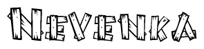The image contains the name Nevenka written in a decorative, stylized font with a hand-drawn appearance. The lines are made up of what appears to be planks of wood, which are nailed together