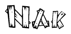 The clipart image shows the name Nak stylized to look like it is constructed out of separate wooden planks or boards, with each letter having wood grain and plank-like details.