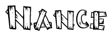 The clipart image shows the name Nance stylized to look as if it has been constructed out of wooden planks or logs. Each letter is designed to resemble pieces of wood.