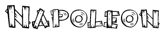 The clipart image shows the name Napoleon stylized to look like it is constructed out of separate wooden planks or boards, with each letter having wood grain and plank-like details.