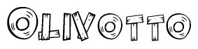 The image contains the name Olivotto written in a decorative, stylized font with a hand-drawn appearance. The lines are made up of what appears to be planks of wood, which are nailed together