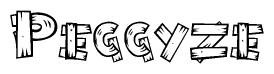 The clipart image shows the name Peggyze stylized to look as if it has been constructed out of wooden planks or logs. Each letter is designed to resemble pieces of wood.