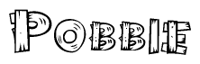 The clipart image shows the name Pobbie stylized to look like it is constructed out of separate wooden planks or boards, with each letter having wood grain and plank-like details.