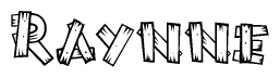 The clipart image shows the name Raynne stylized to look as if it has been constructed out of wooden planks or logs. Each letter is designed to resemble pieces of wood.