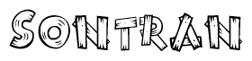 The clipart image shows the name Sontran stylized to look like it is constructed out of separate wooden planks or boards, with each letter having wood grain and plank-like details.