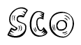 The clipart image shows the name Sco stylized to look as if it has been constructed out of wooden planks or logs. Each letter is designed to resemble pieces of wood.