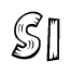 The clipart image shows the name Si stylized to look as if it has been constructed out of wooden planks or logs. Each letter is designed to resemble pieces of wood.
