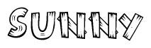 The clipart image shows the name Sunny stylized to look like it is constructed out of separate wooden planks or boards, with each letter having wood grain and plank-like details.