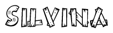 The image contains the name Silvina written in a decorative, stylized font with a hand-drawn appearance. The lines are made up of what appears to be planks of wood, which are nailed together