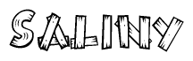 The clipart image shows the name Saliny stylized to look as if it has been constructed out of wooden planks or logs. Each letter is designed to resemble pieces of wood.
