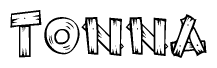 The clipart image shows the name Tonna stylized to look like it is constructed out of separate wooden planks or boards, with each letter having wood grain and plank-like details.