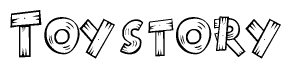 The clipart image shows the name Toystory stylized to look like it is constructed out of separate wooden planks or boards, with each letter having wood grain and plank-like details.