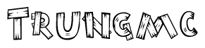The clipart image shows the name Trungmc stylized to look like it is constructed out of separate wooden planks or boards, with each letter having wood grain and plank-like details.