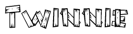 The clipart image shows the name Twinnie stylized to look like it is constructed out of separate wooden planks or boards, with each letter having wood grain and plank-like details.