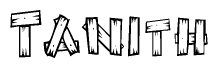 The clipart image shows the name Tanith stylized to look like it is constructed out of separate wooden planks or boards, with each letter having wood grain and plank-like details.