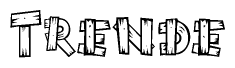 The clipart image shows the name Trende stylized to look like it is constructed out of separate wooden planks or boards, with each letter having wood grain and plank-like details.