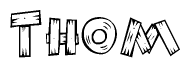The clipart image shows the name Thom stylized to look as if it has been constructed out of wooden planks or logs. Each letter is designed to resemble pieces of wood.