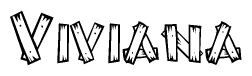 The clipart image shows the name Viviana stylized to look like it is constructed out of separate wooden planks or boards, with each letter having wood grain and plank-like details.
