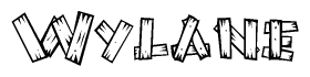 The image contains the name Wylane written in a decorative, stylized font with a hand-drawn appearance. The lines are made up of what appears to be planks of wood, which are nailed together