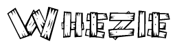 The clipart image shows the name Whezie stylized to look as if it has been constructed out of wooden planks or logs. Each letter is designed to resemble pieces of wood.