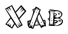 The clipart image shows the name Xab stylized to look like it is constructed out of separate wooden planks or boards, with each letter having wood grain and plank-like details.