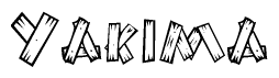 The clipart image shows the name Yakima stylized to look like it is constructed out of separate wooden planks or boards, with each letter having wood grain and plank-like details.