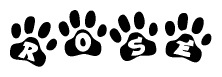 clipart - word rose in paw prints.