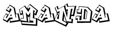 The clipart image depicts the word Amanda in a style reminiscent of graffiti. The letters are drawn in a bold, block-like script with sharp angles and a three-dimensional appearance.