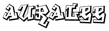 The clipart image depicts the word Auralee in a style reminiscent of graffiti. The letters are drawn in a bold, block-like script with sharp angles and a three-dimensional appearance.