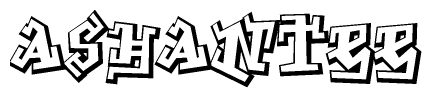 The clipart image depicts the word Ashantee in a style reminiscent of graffiti. The letters are drawn in a bold, block-like script with sharp angles and a three-dimensional appearance.