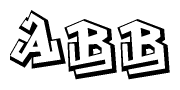 The clipart image depicts the word Abb in a style reminiscent of graffiti. The letters are drawn in a bold, block-like script with sharp angles and a three-dimensional appearance.