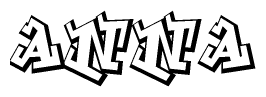 The clipart image depicts the word Anna in a style reminiscent of graffiti. The letters are drawn in a bold, block-like script with sharp angles and a three-dimensional appearance.