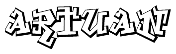 The clipart image features a stylized text in a graffiti font that reads Artuan.