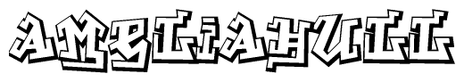 The clipart image depicts the word Ameliahull in a style reminiscent of graffiti. The letters are drawn in a bold, block-like script with sharp angles and a three-dimensional appearance.