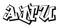 The clipart image features a stylized text in a graffiti font that reads Anu.