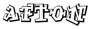 The clipart image depicts the word Afton in a style reminiscent of graffiti. The letters are drawn in a bold, block-like script with sharp angles and a three-dimensional appearance.