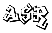 The clipart image depicts the word Asr in a style reminiscent of graffiti. The letters are drawn in a bold, block-like script with sharp angles and a three-dimensional appearance.