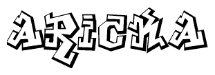 The image is a stylized representation of the letters Aricka designed to mimic the look of graffiti text. The letters are bold and have a three-dimensional appearance, with emphasis on angles and shadowing effects.