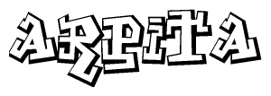The clipart image depicts the word Arpita in a style reminiscent of graffiti. The letters are drawn in a bold, block-like script with sharp angles and a three-dimensional appearance.
