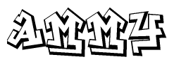 The image is a stylized representation of the letters Ammy designed to mimic the look of graffiti text. The letters are bold and have a three-dimensional appearance, with emphasis on angles and shadowing effects.
