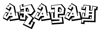 The clipart image depicts the word Arapah in a style reminiscent of graffiti. The letters are drawn in a bold, block-like script with sharp angles and a three-dimensional appearance.