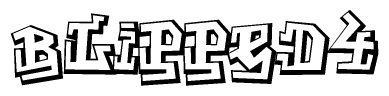 The image is a stylized representation of the letters Blipped4 designed to mimic the look of graffiti text. The letters are bold and have a three-dimensional appearance, with emphasis on angles and shadowing effects.