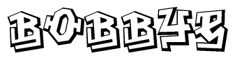 The image is a stylized representation of the letters Bobbye designed to mimic the look of graffiti text. The letters are bold and have a three-dimensional appearance, with emphasis on angles and shadowing effects.