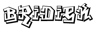 The clipart image depicts the word Bridiek in a style reminiscent of graffiti. The letters are drawn in a bold, block-like script with sharp angles and a three-dimensional appearance.
