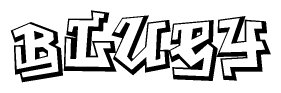 The clipart image features a stylized text in a graffiti font that reads Bluey.