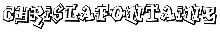 The clipart image depicts the word Chrislafontaine in a style reminiscent of graffiti. The letters are drawn in a bold, block-like script with sharp angles and a three-dimensional appearance.