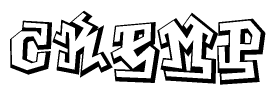 The image is a stylized representation of the letters Ckemp designed to mimic the look of graffiti text. The letters are bold and have a three-dimensional appearance, with emphasis on angles and shadowing effects.
