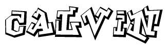 The clipart image features a stylized text in a graffiti font that reads Calvin.